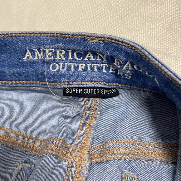 American Eagle super stretch super low jean jeggings rips ankle fringe size 4 - Picture 4 of 5